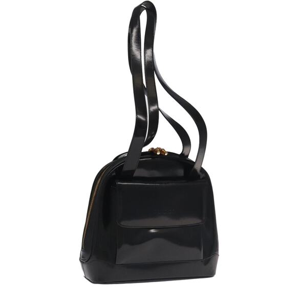 Gucci Handbags - GUCCI Bamboo Shoulder Bag Enamel Black Gold 001 1075 1650 0